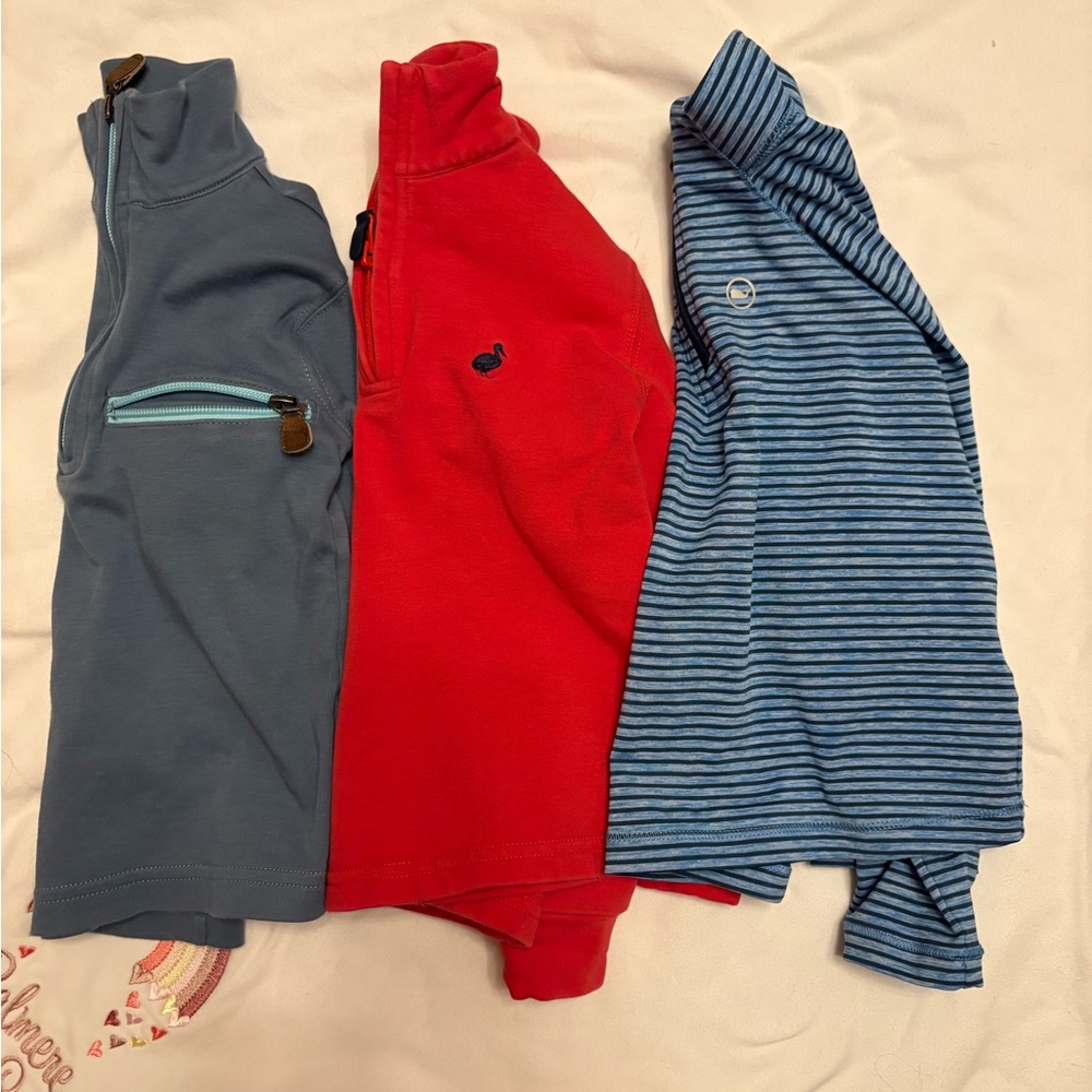 Red and Blue Kids Quarter-Zip Tops